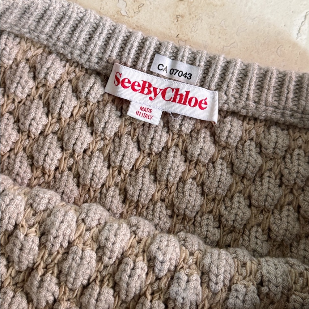 See By Chloe Textured Knit Skirt in Beige